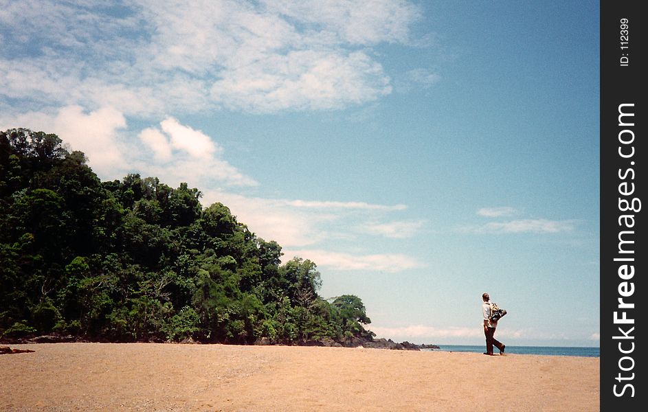 Walking on a lonely beach in Costa Rica