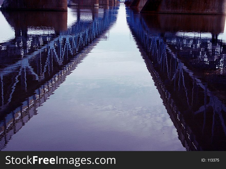 Reflections of sky in river Grand Island Bridge,Grand Island,New York