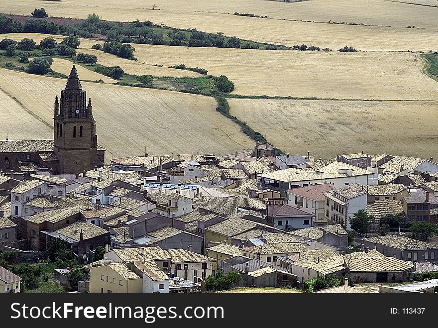 An aoverall view of the town of Loarre, Spain