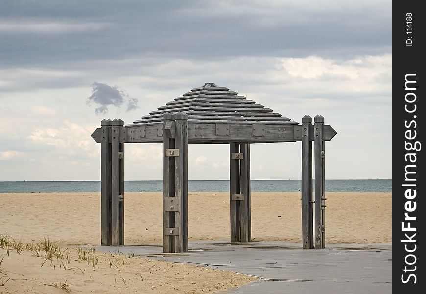 This is a shot of an outdoor beach shower pavilion on the Jersey shore. This is a shot of an outdoor beach shower pavilion on the Jersey shore.