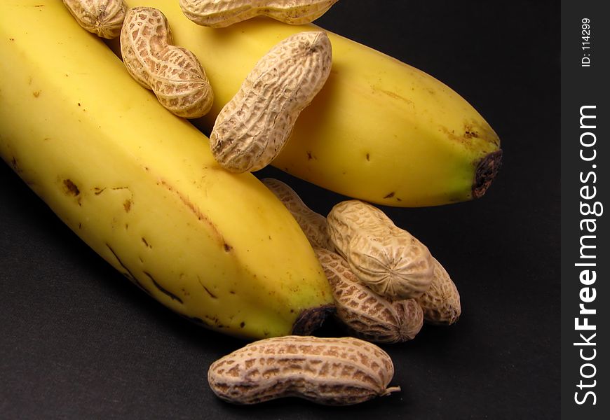 Still life with bananas and peanuts. Still life with bananas and peanuts