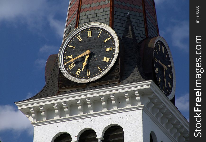 Clock on Steeple of Old New England Church