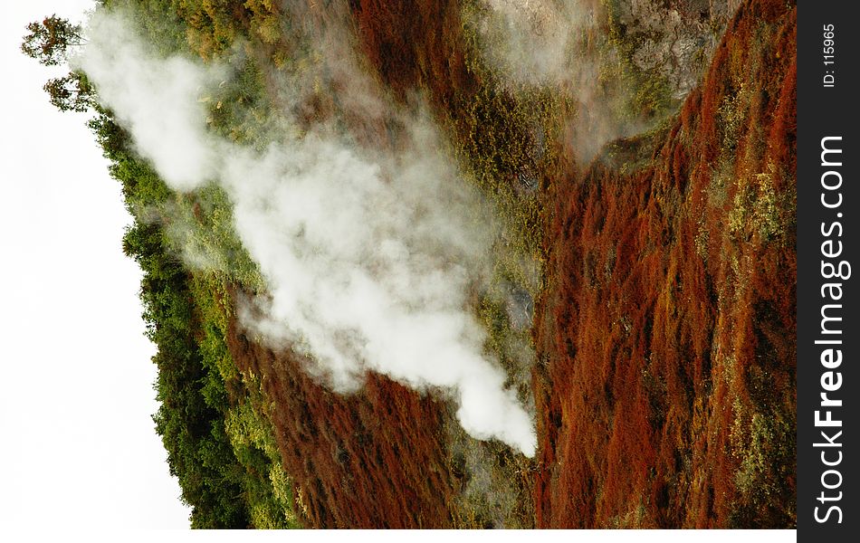 A steam vent in New Zealand caused by the water table sitting close to Lava. This is in the Taupo thermal area, the site of a past super volcano. A steam vent in New Zealand caused by the water table sitting close to Lava. This is in the Taupo thermal area, the site of a past super volcano