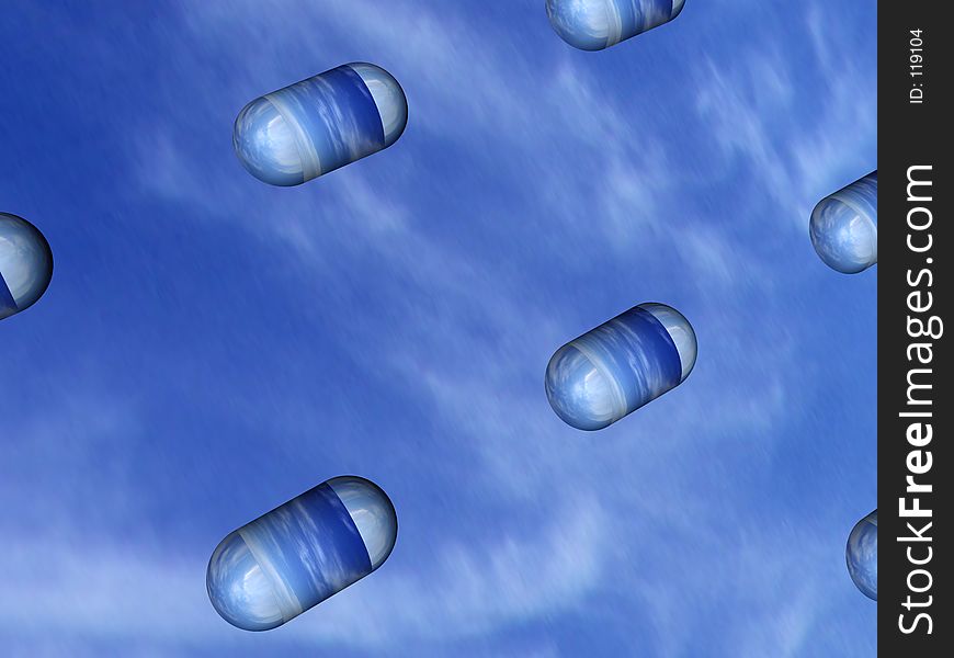 Simple 'tablet' type capsules floating in space. Simple 'tablet' type capsules floating in space