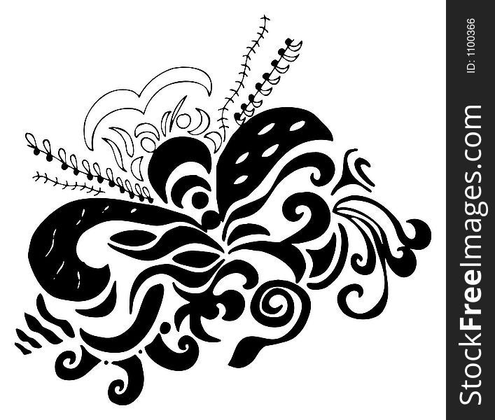Digital illustration of swirls and scrolls ? black on white. Digital illustration of swirls and scrolls ? black on white