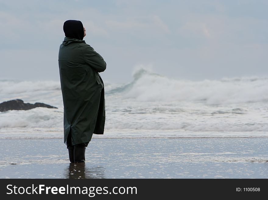 Fisherman looking the sea