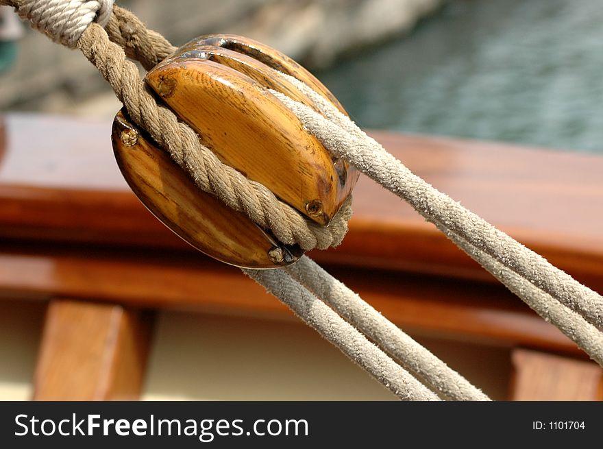 Tall ship's block and tackle