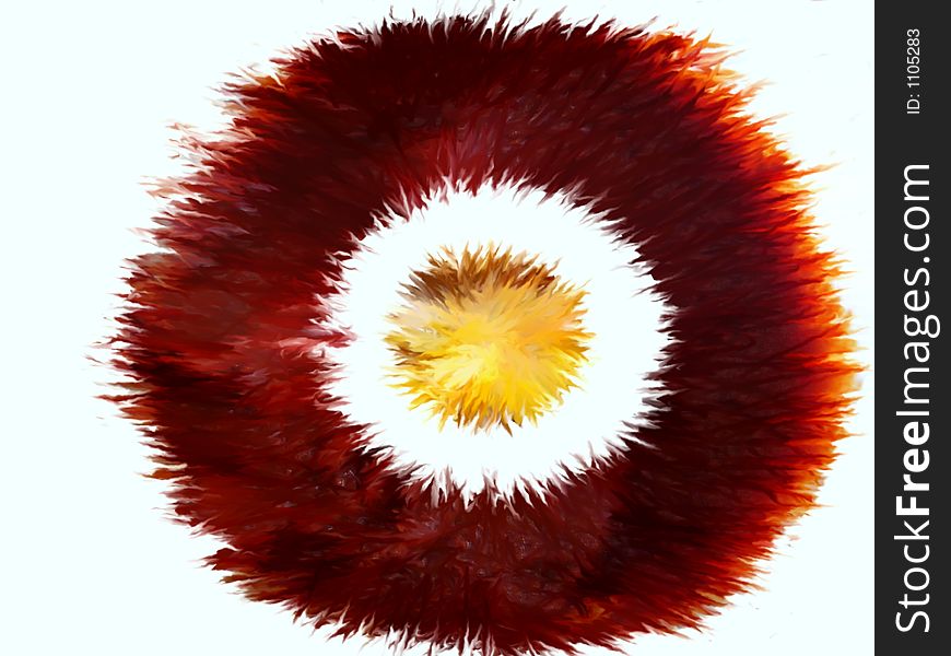 An abstract design, looks like red feathers ring