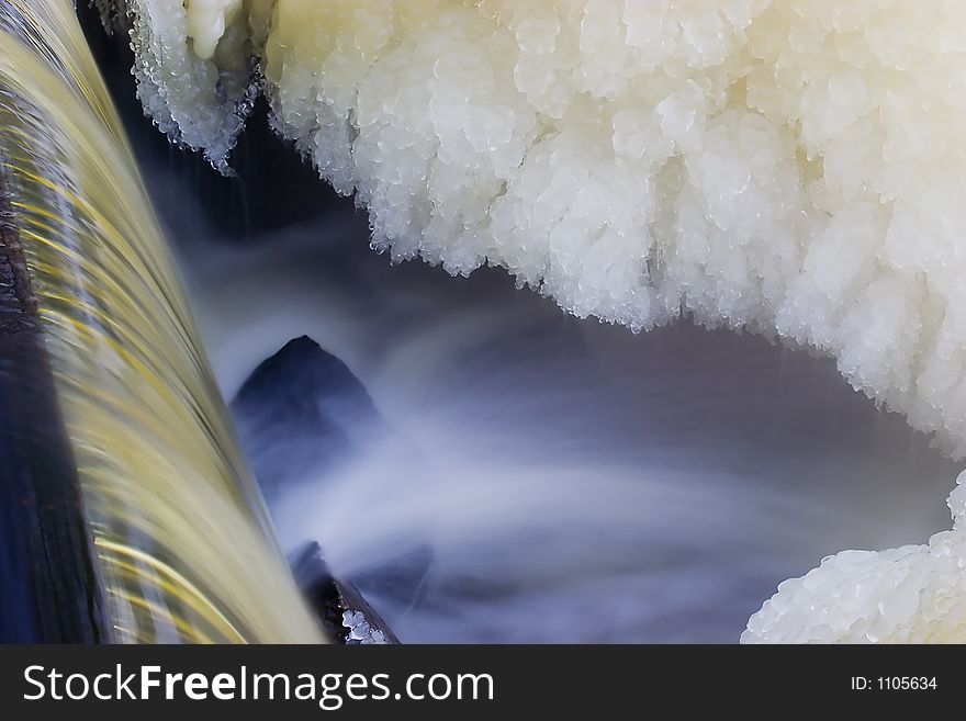 Frozen Waterfall and Ice around it