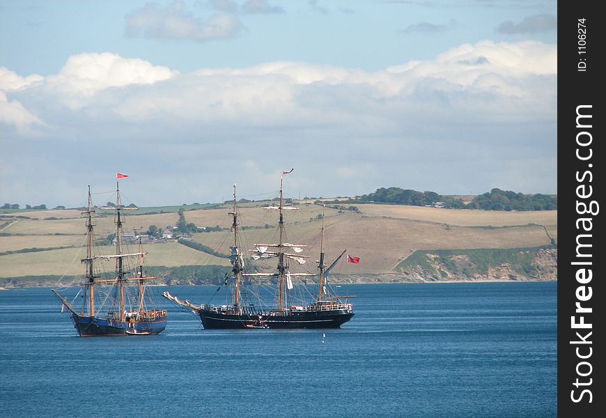 Tall ships in the sea