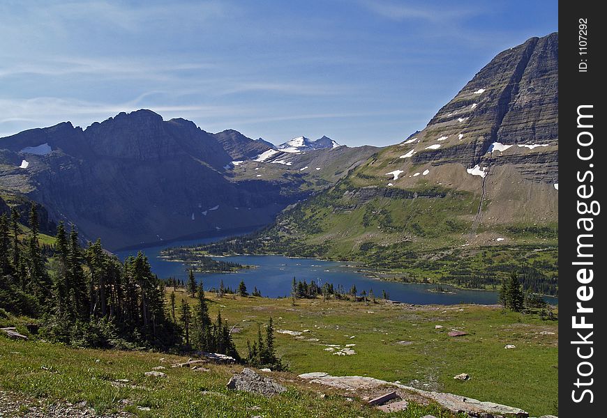 This image of Hidden Lake in Glacier National Park was taken from near the overlook. This image of Hidden Lake in Glacier National Park was taken from near the overlook.