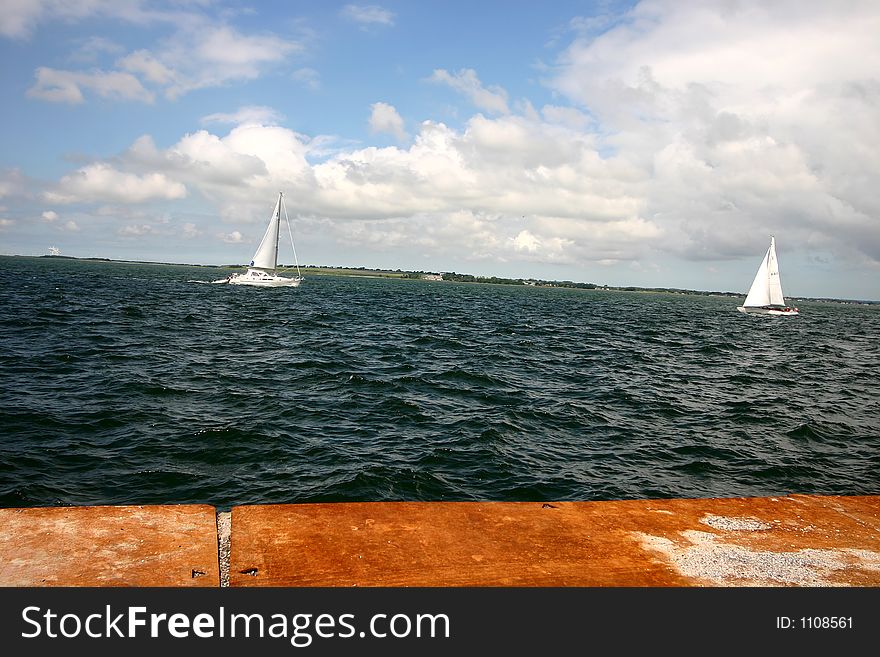 Boat sailing on the sea in denmark