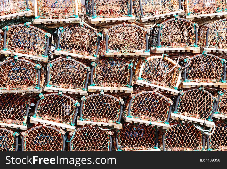 Rows of lobster pots
