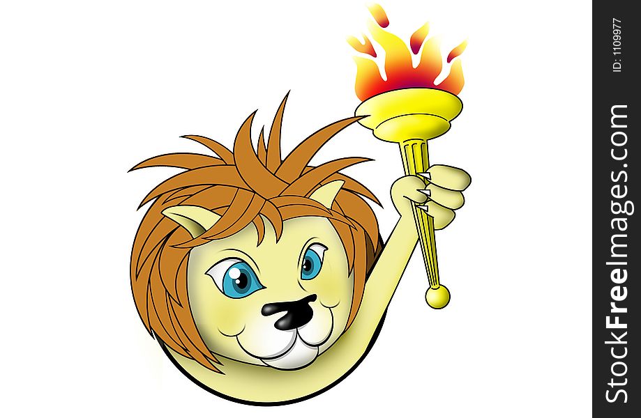 Illustration of a lion holding a torch. Illustration of a lion holding a torch