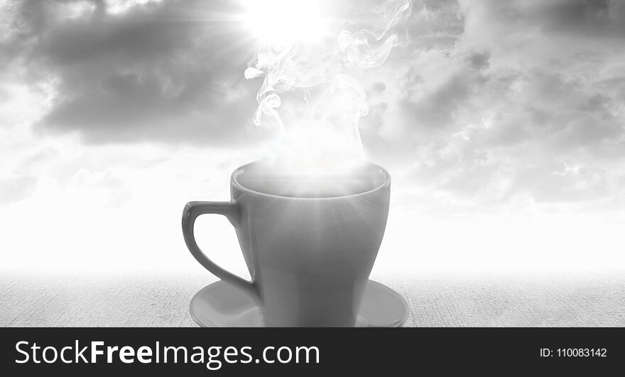 Digital composite of Cup of tea with clouds