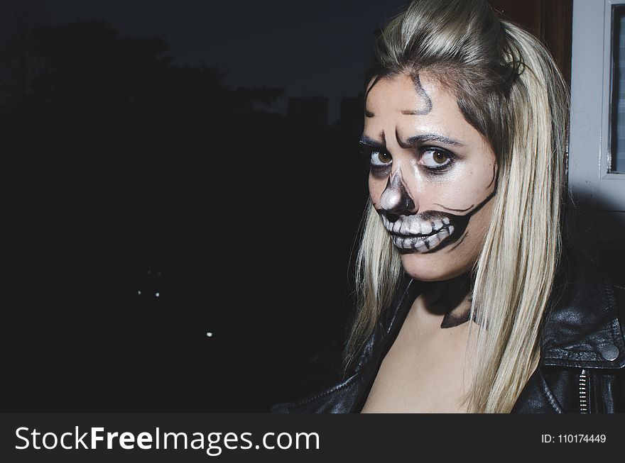 Woman With Skull Face Paint