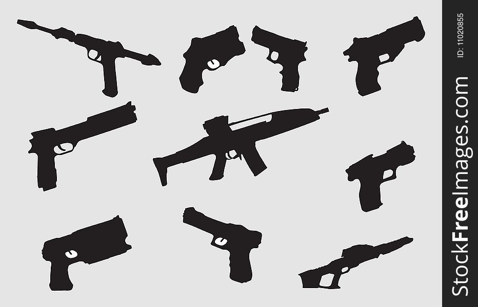 Vector set collection of weapon silhouettes