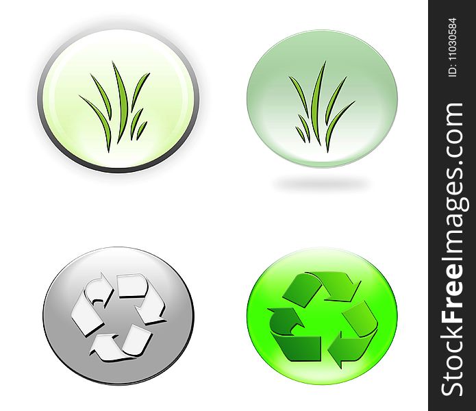 Set of environmental icons or stickers over white background