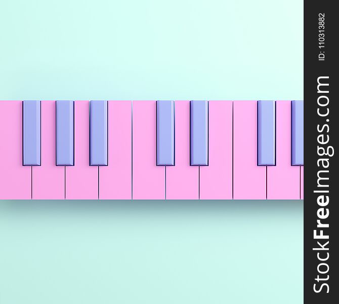 Pink Piano Keyboard On Bright Background In Pastel Colors