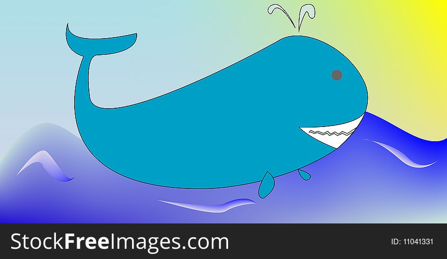 Drawing of a whale, vector art illustration; more drawings in my gallery