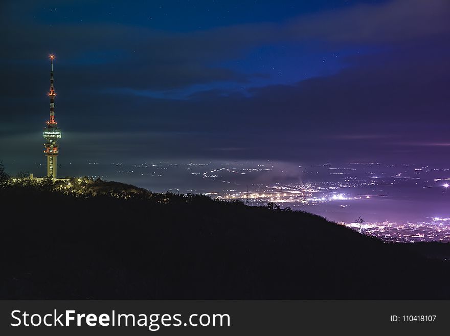 Aerial of Buildings during Nighttime