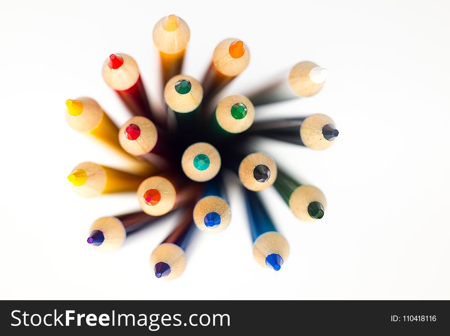 Shallow Focus Photography of Color Pencil Lot