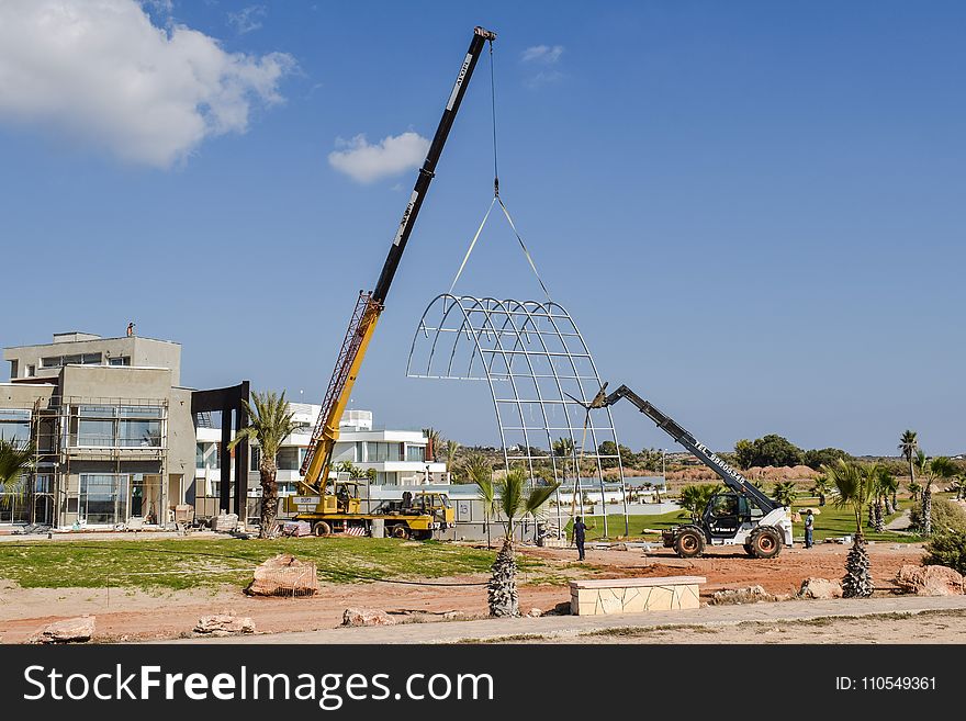 Construction, Construction Equipment, Crane, Residential Area