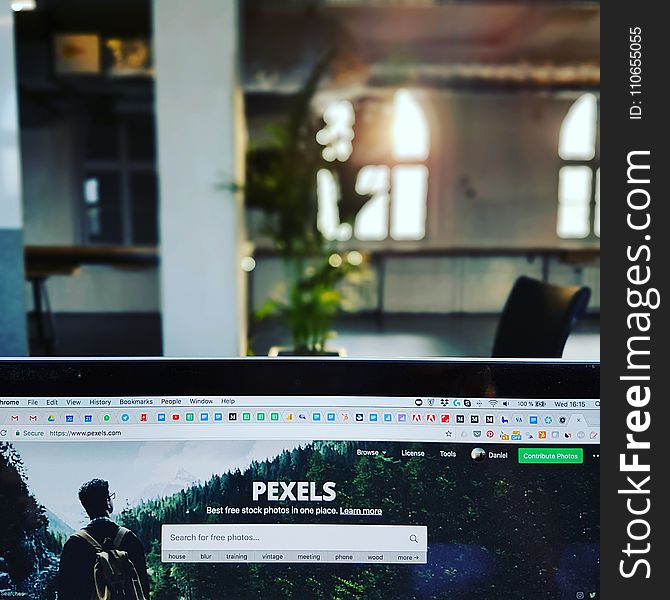 Monitor Displaying Pexels Website