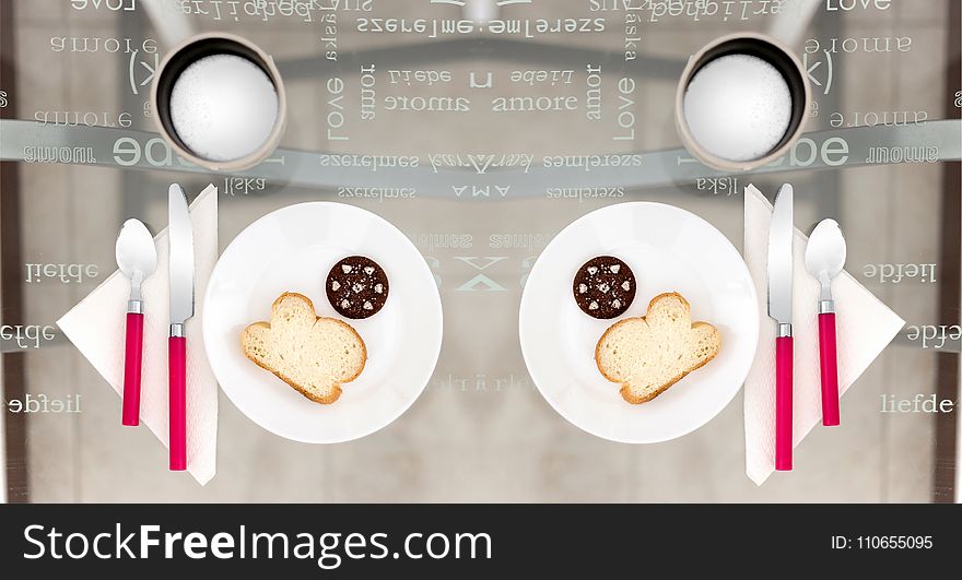 Two Round Plates With Sliced Breads On Top