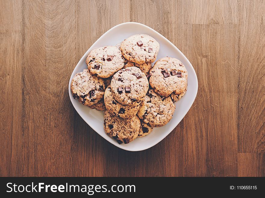 Cookies On Square White Ceramic Plate