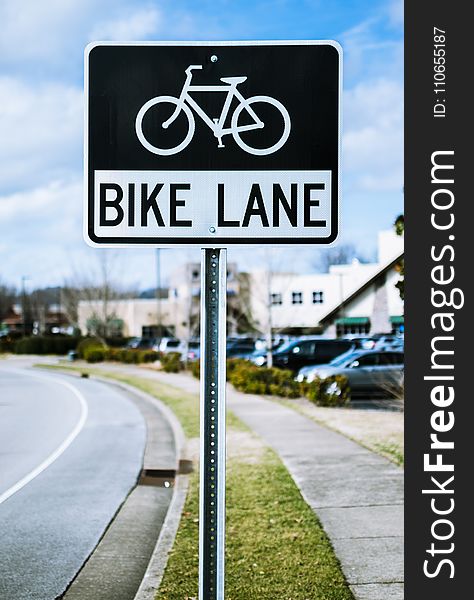 Black and White Bike Lane Signage