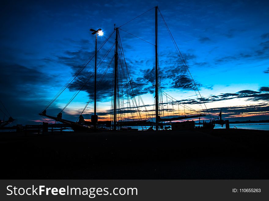 Silhouette Photo of Black Sailing Ship