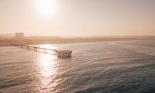 Aerial Sunrise View Of The Venice Beach Pier Stock Photography
