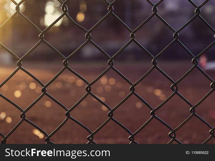 Gray Metal Chain Link Fence Close Up Photo