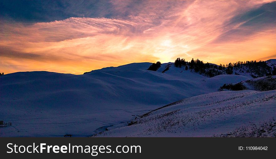 White Snowy Desert during Sunset