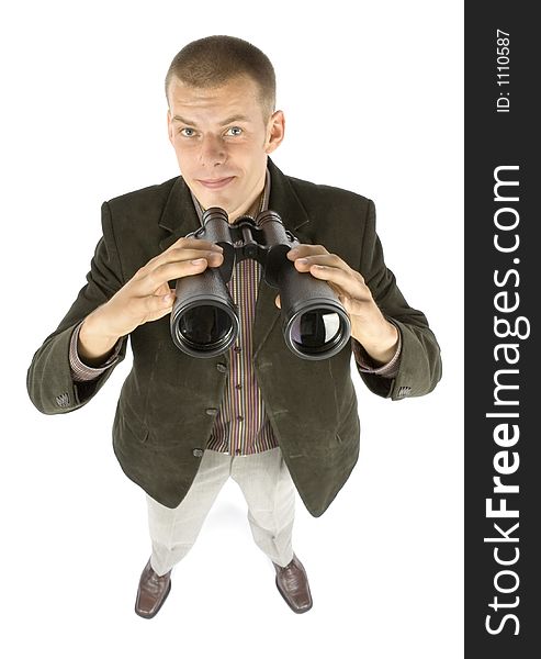 Businessman with binoculars - business concept