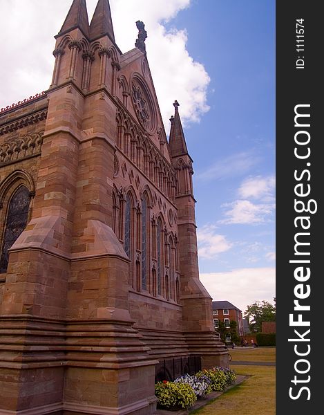 The mighty cathedral of hereford,
hereford,
herefordshire,
united kingdom.