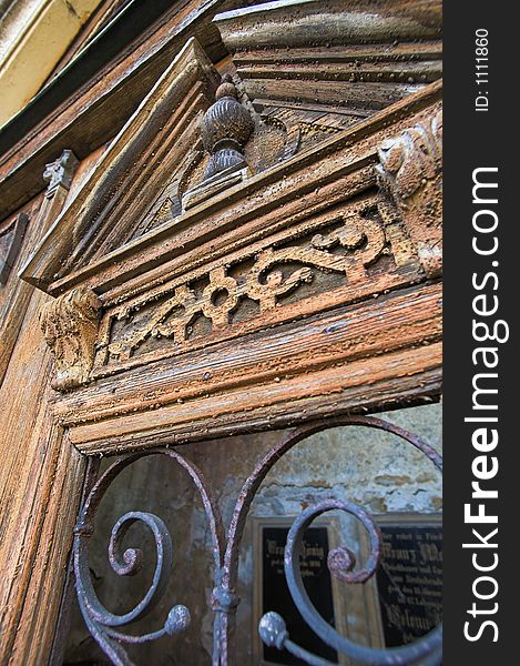 Detail of old wood door.