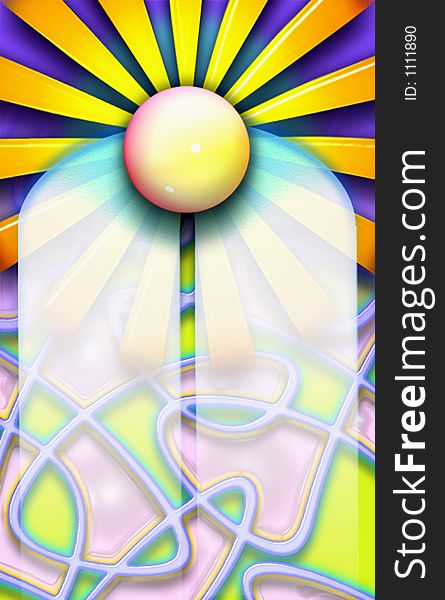 A glossy, colorful illustration of the sun . A glossy, colorful illustration of the sun