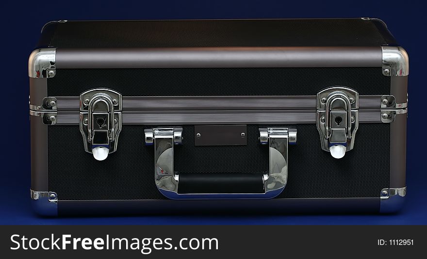 Isolated hard briefcase viewed from front. Isolated hard briefcase viewed from front