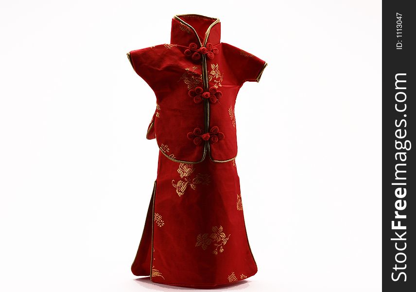 Isolated red chinese mini attire