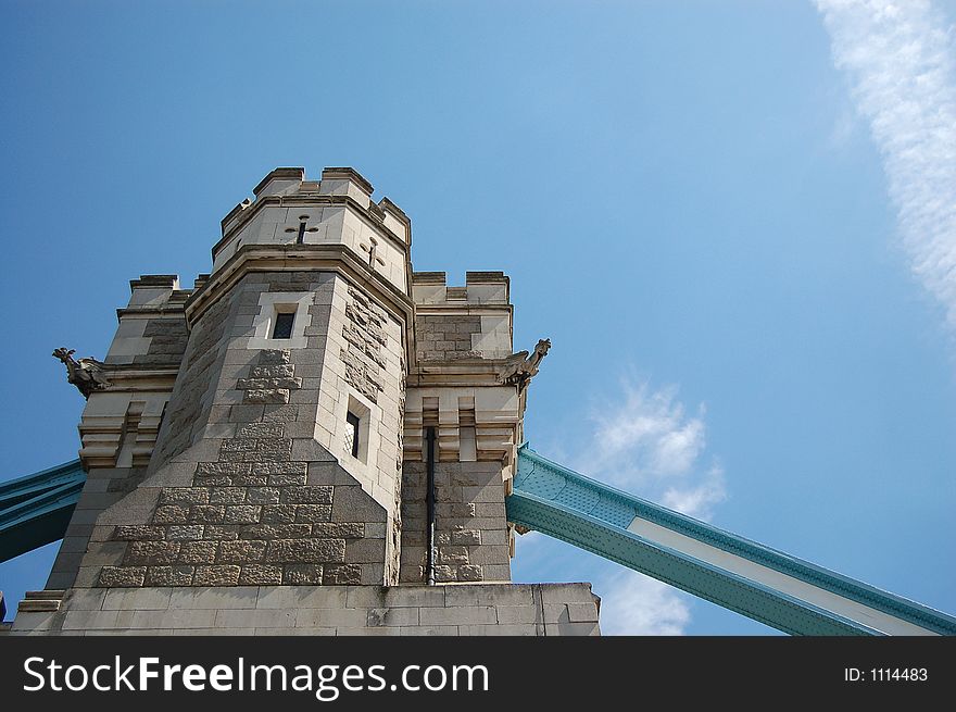 This is an image of one of the walls of the tower bridge. This is an image of one of the walls of the tower bridge.