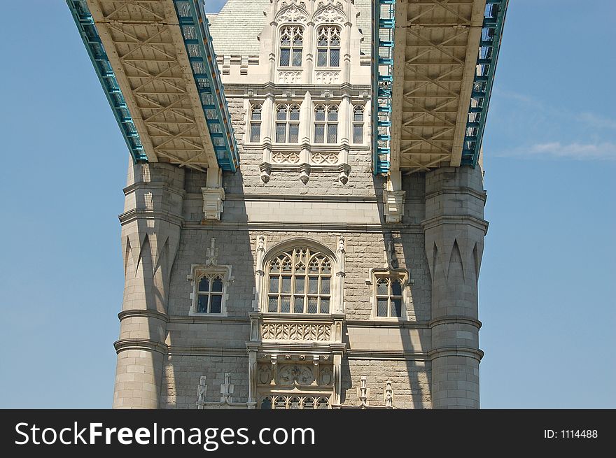 This is an image of the tower bridge from underneath. This is an image of the tower bridge from underneath.