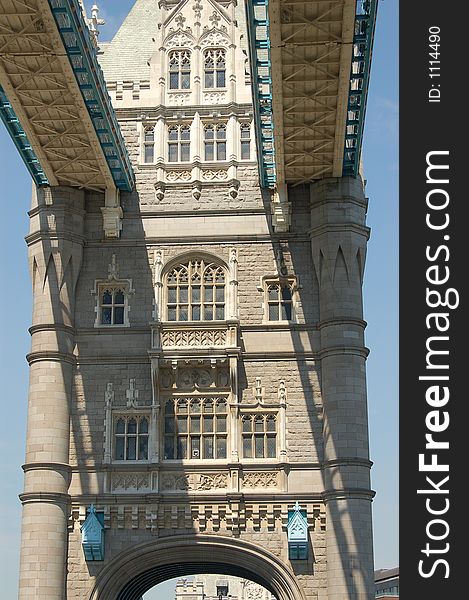 This is an image of tower bridge from underneath. This is an image of tower bridge from underneath.