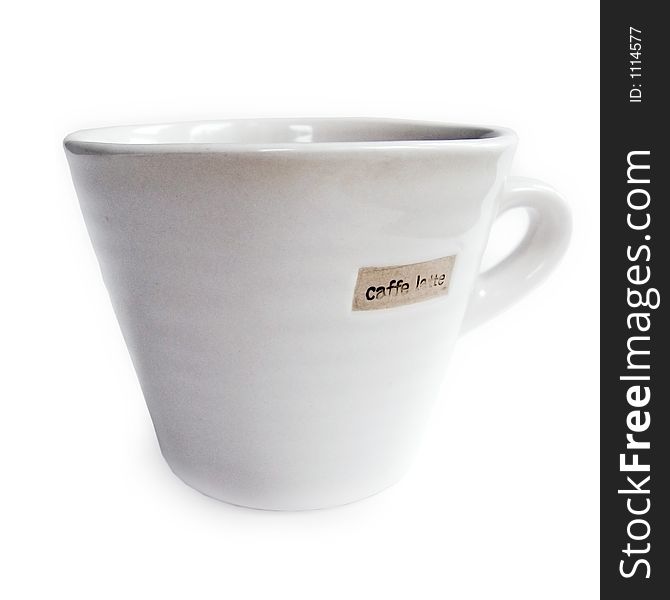 White Latee coffee cup isolated. White Latee coffee cup isolated