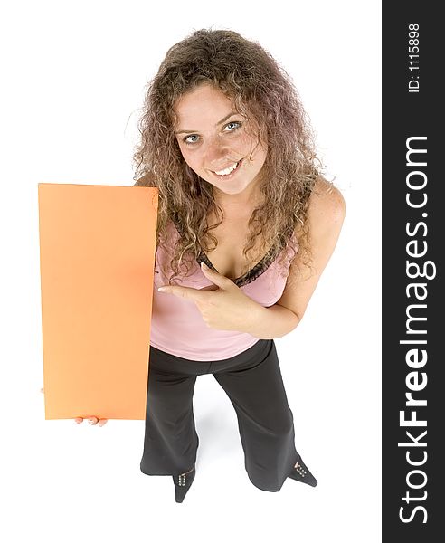 Isolated woman with message board