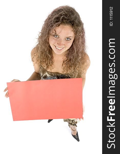 Isolated woman with message board