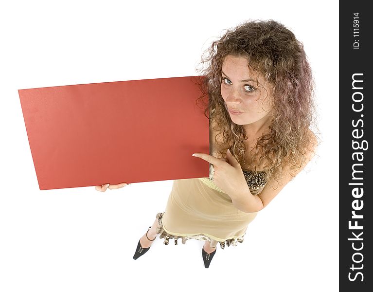 Isolated woman with message board