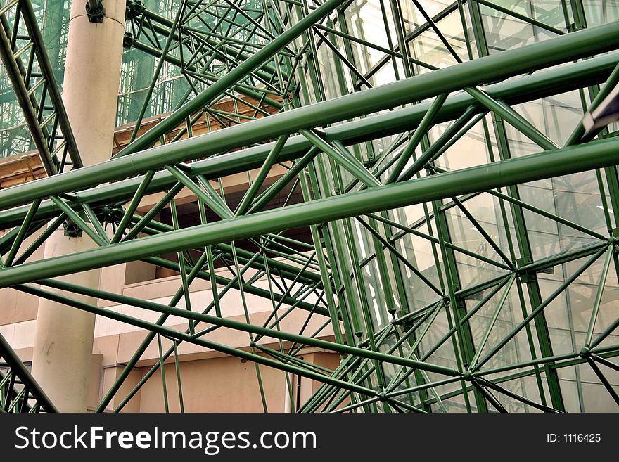 Metal frames of a shopping mall. Metal frames of a shopping mall