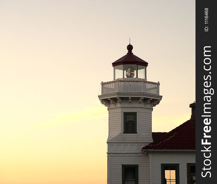 A lighthouse in dusk